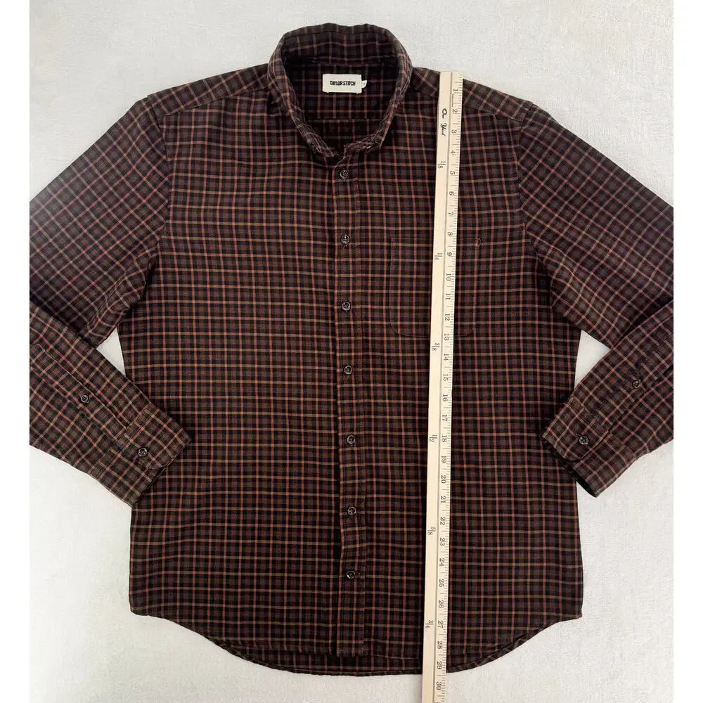 Taylor Stitch Jack Shirt Rust Black Plaid Button Down Shirt 42 L